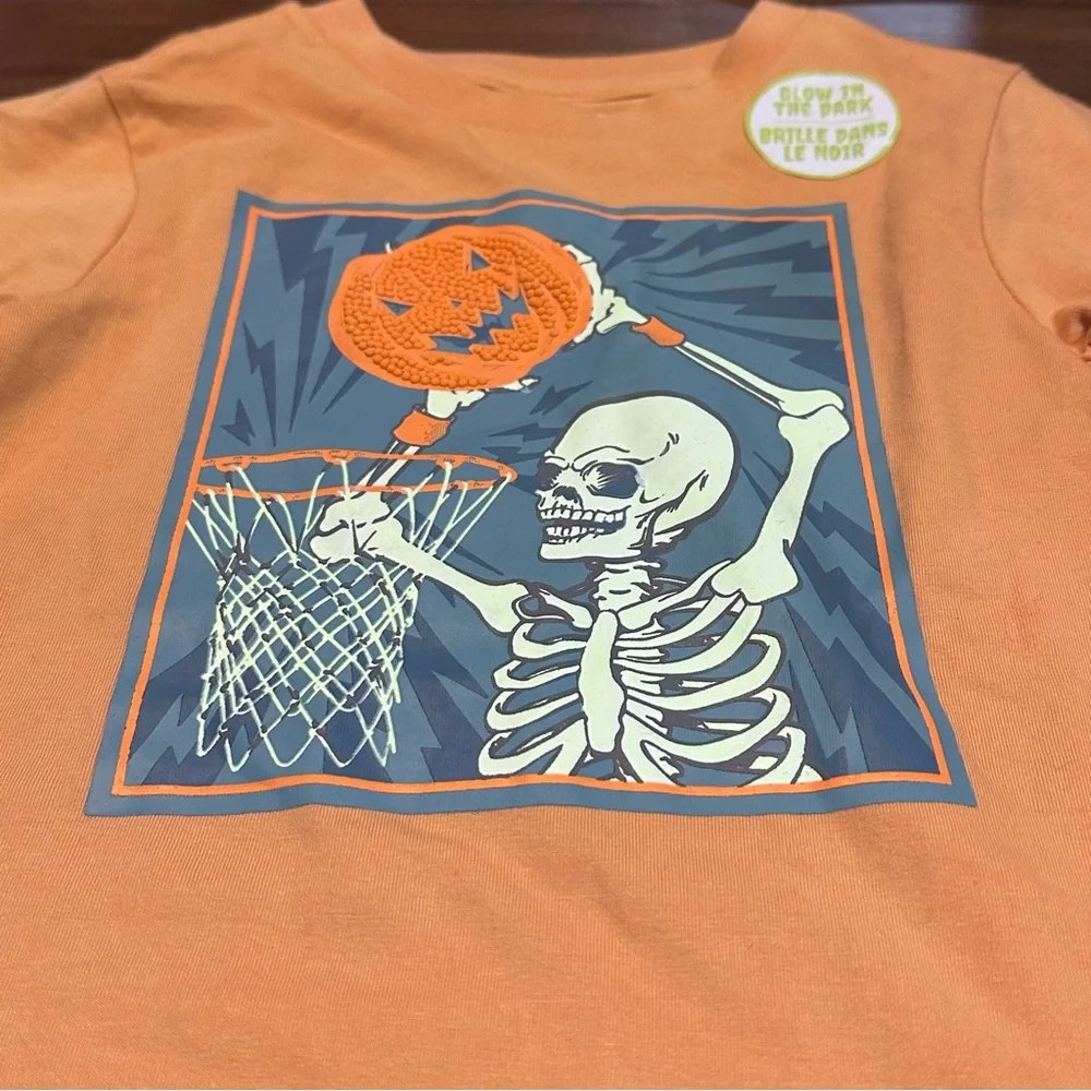 Tommy Bahama Halloween Glow-in-the-Dark Skeleton Pumpkin Dunk‎ Shirt Size 4T NWT